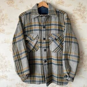 Vintage Distressed 70s Peters Wool CPO Jacket | Shadow Plaid | Size M